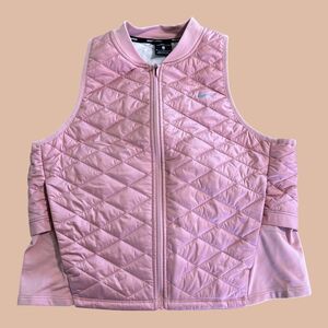 Nike Running AeroLayer Vest Womens Medium Pink Packable Quilted Stretch Full Zip